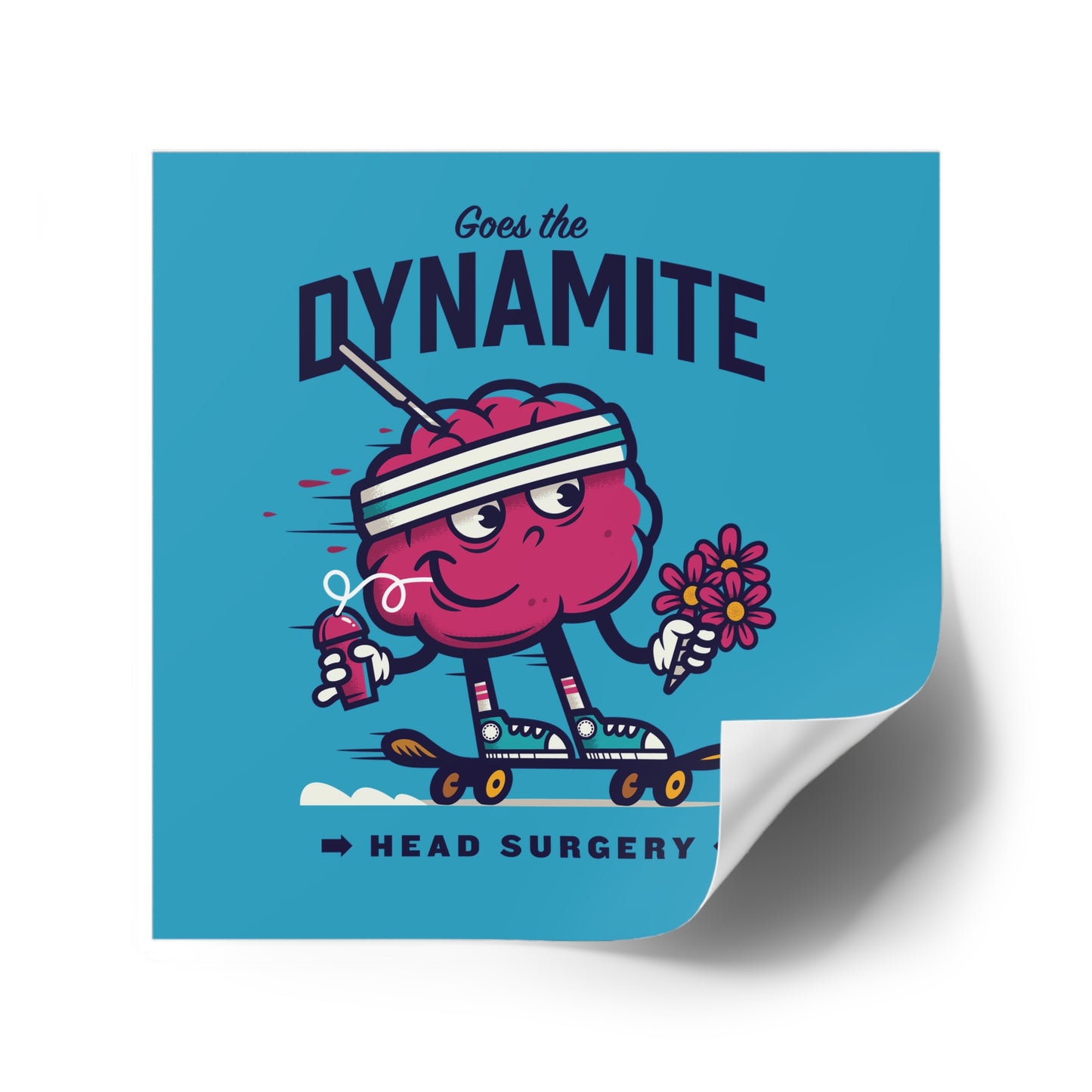 "Brainy" Square Sticker, Indoor/Outdoor